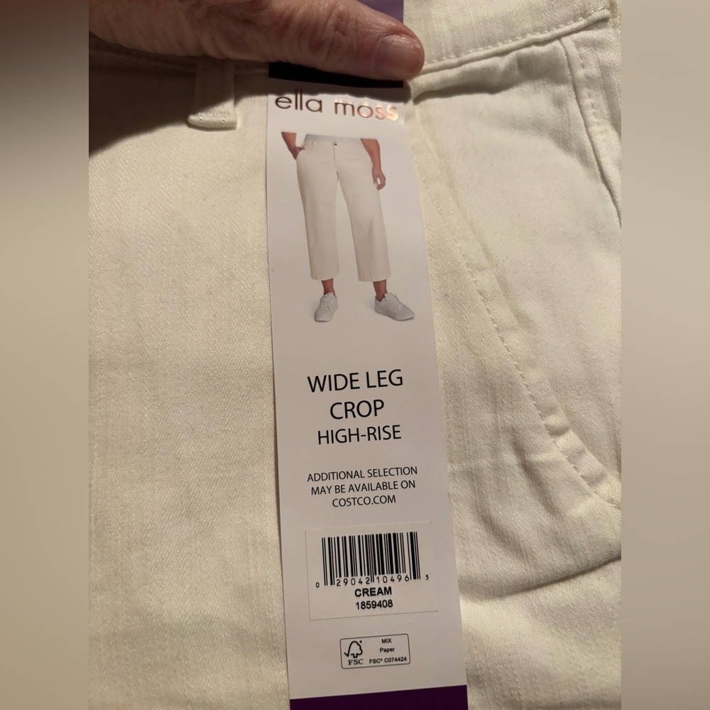 NWT Ella Moss Cream Wide-Leg Crop Pants Size 12 - Picture 5 of 6